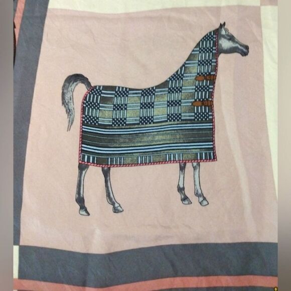 Vintage Silk Scarf Rolled Hem Equestrian Horse Bridle Foulard - Picture 11 of 16